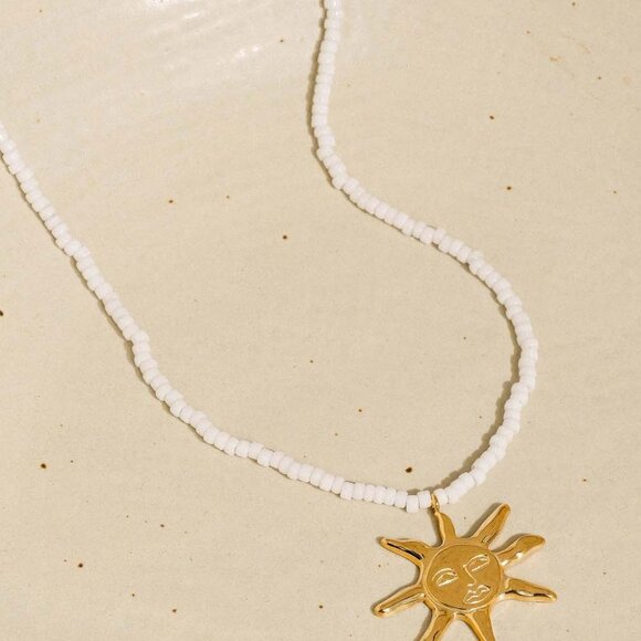 Iridessa 18K Gold Non-Tarnish Sun Beaded Necklace - Picture 4 of 5